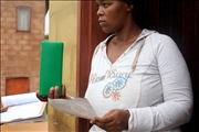 water agent asked to distribute the block in her toilet cestern 